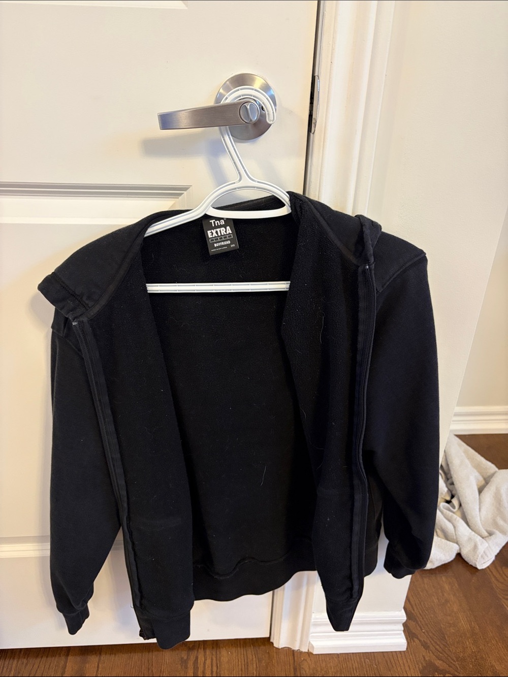TNA Black Full-Zip Hooded Sweatshirt 2xs